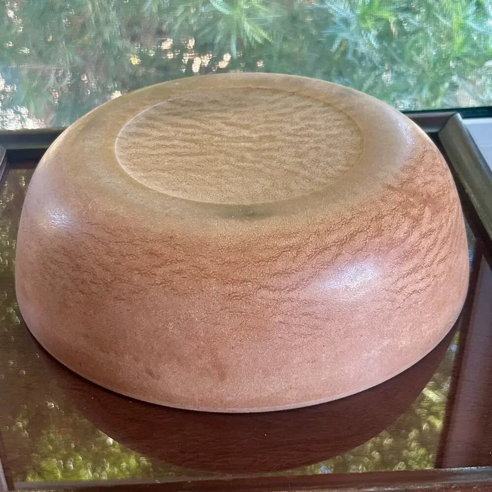 Vintage Fillinger’s Pressed Agatized Wood Salad Bowl 11.5” Sheboygan Wisconsin